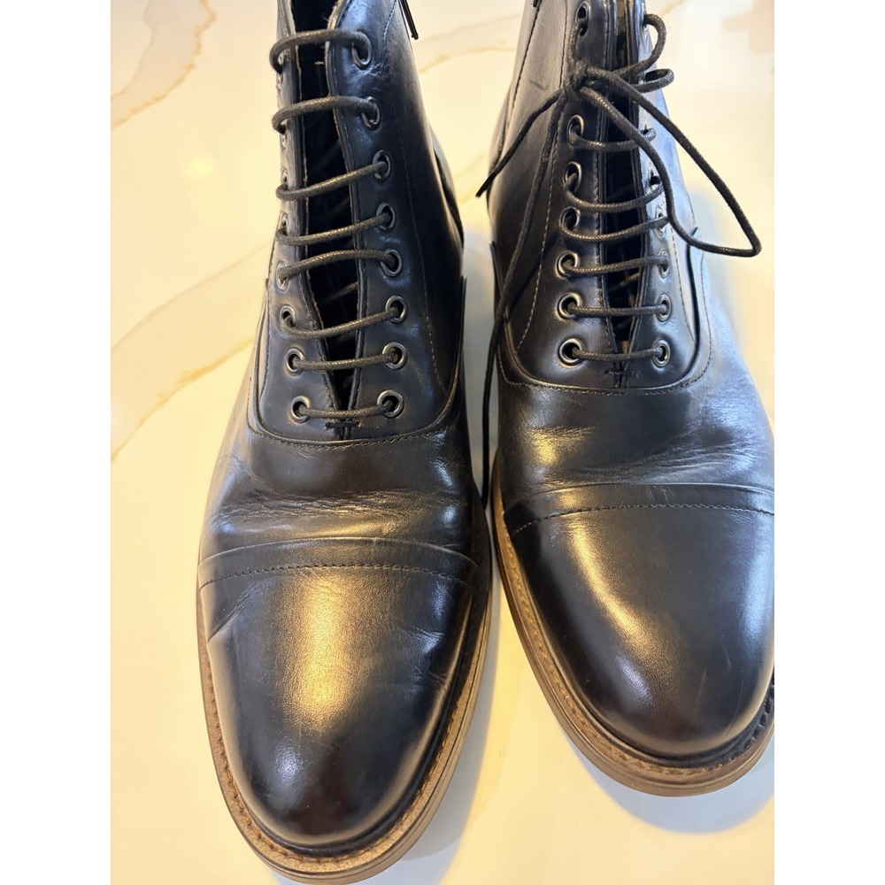 Steve Madden Ketonic Men 13 Black Leather Cap Toe Dress Dressy Boots Side Zip